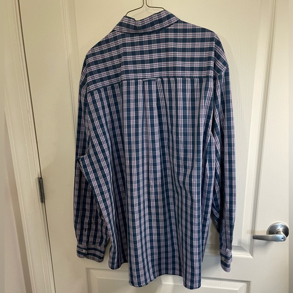 Chaps Men's 2XL Big & Tall Blue Plaid Long Sleeve Button-Up Shirt - Picture 3 of 7